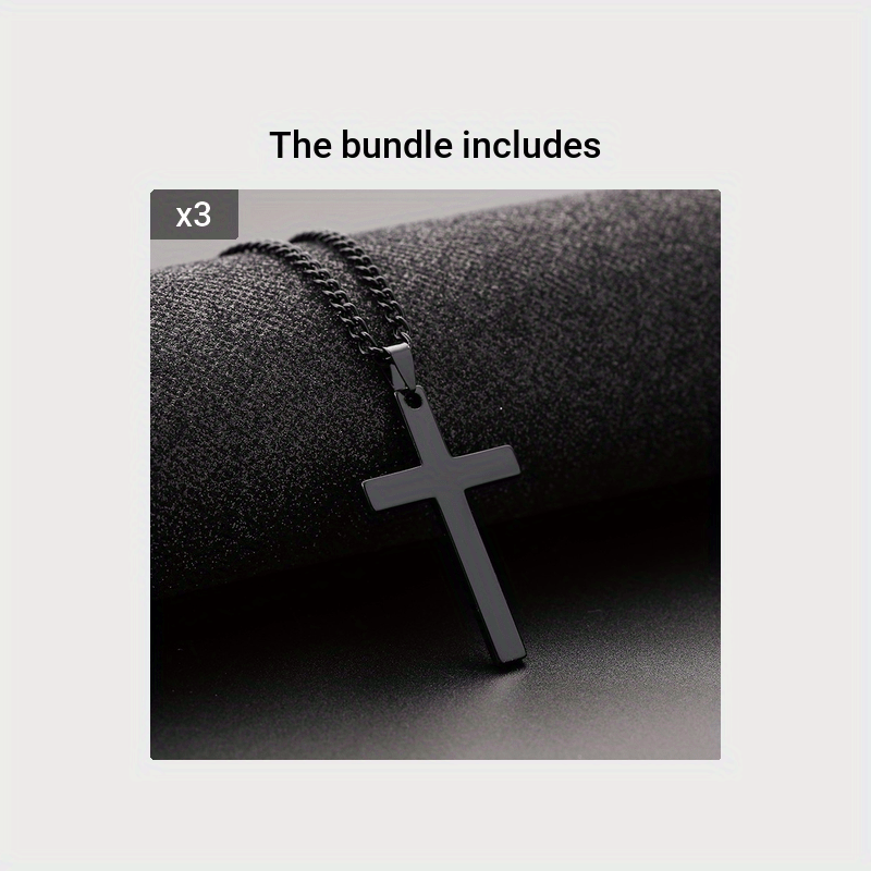 1pc Black Cross Pendant Necklace For Men, Simple And Fashion Prayer Jewelry Amulet Protection, father's day gift