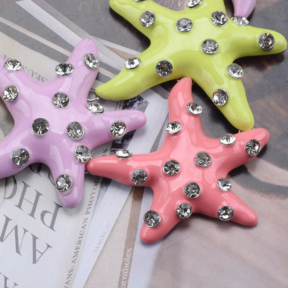 2025 New Fashion Enamel Starfish Necklace Earrings Women Jewelry Sets Indian Large Collar Metal Chain Choker Necklace Jewelry