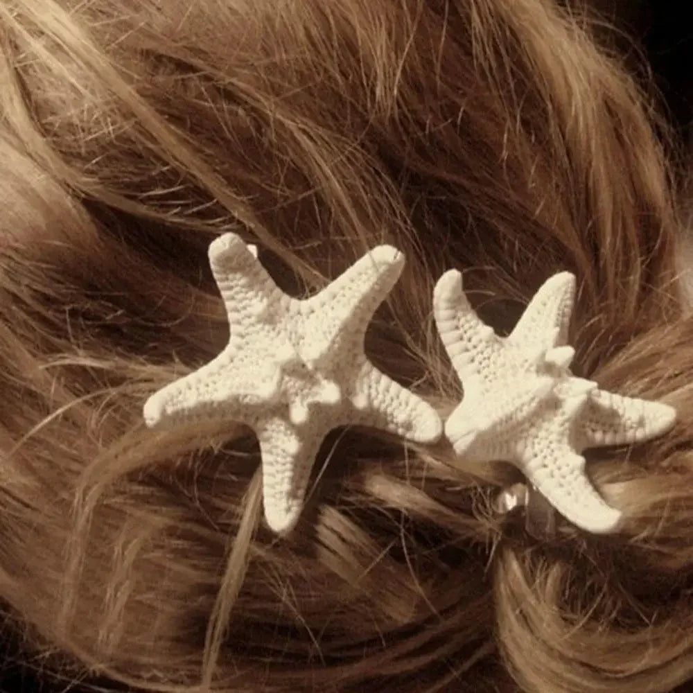 2PCS Starfish Sea Star Hairpin Natural Elegant Hair Clip Hairgrips Headwear Headdress Jewelry For Women Girls Hair Accessories