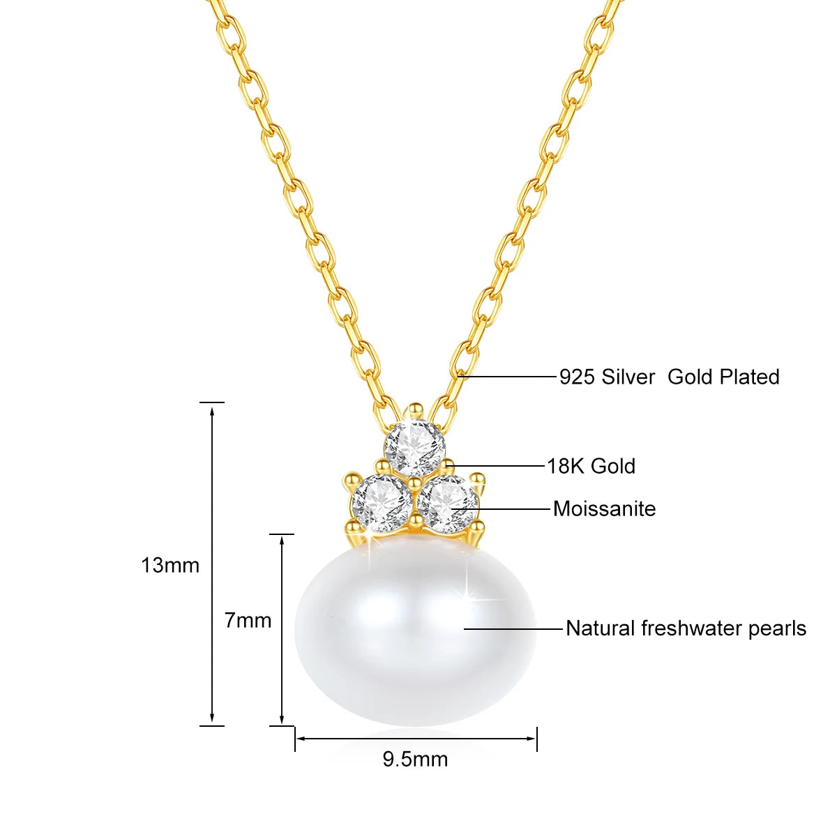100% Real 18K Gold Pearl Necklace With Moissanite Stone Luxury AU750 K Gold Pendant Wedding Jewelry Gift With Certificate 2025