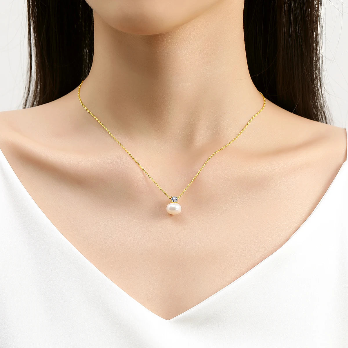 100% Real 18K Gold Pearl Necklace With Moissanite Stone Luxury AU750 K Gold Pendant Wedding Jewelry Gift With Certificate 2025
