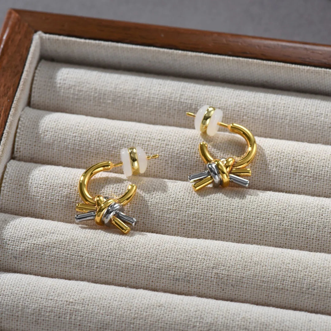 2025 New Fashion Europe America Gold Silver Knotted Earrings Woman Designer Charm Jewelry Trend