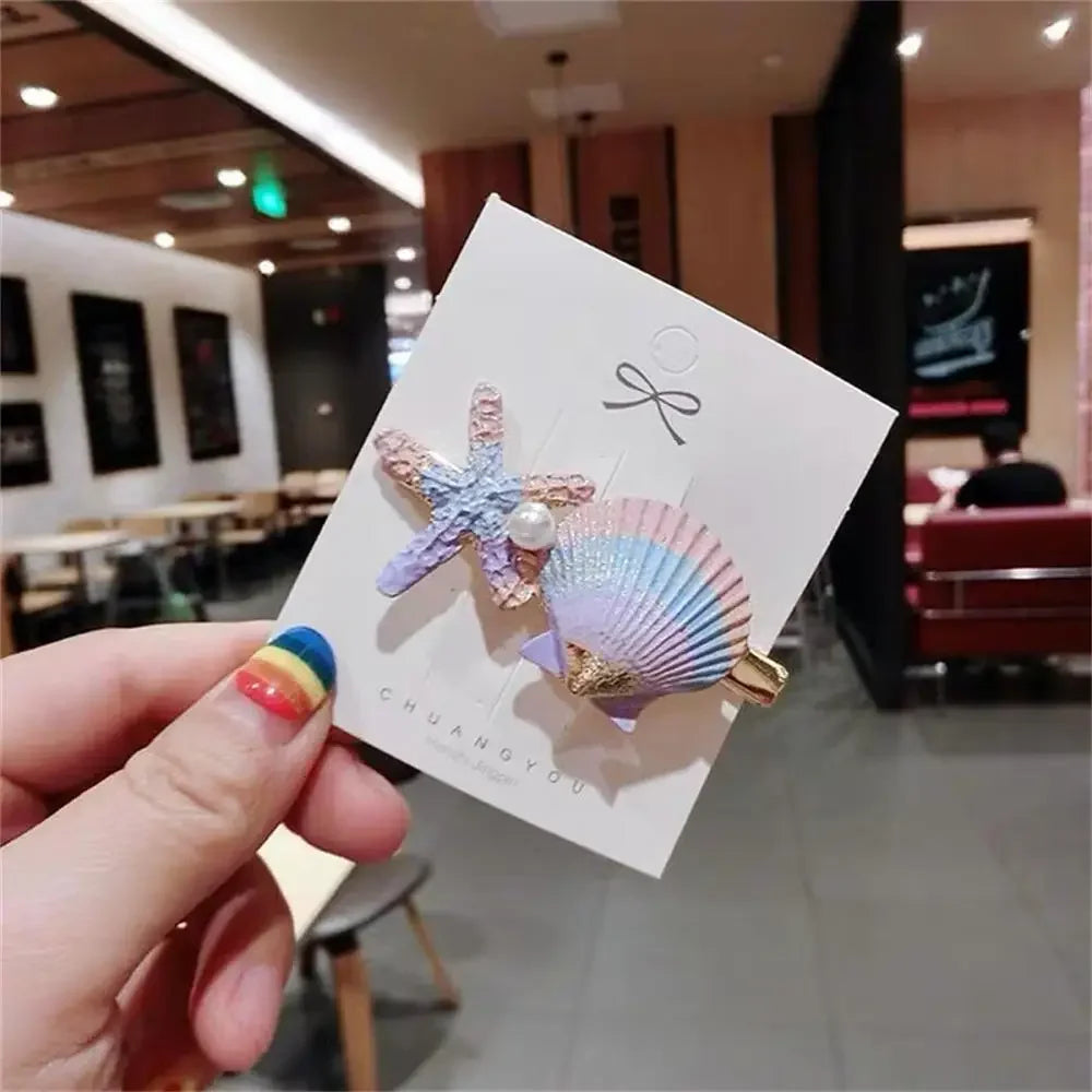 2PCS Starfish Sea Star Hairpin Natural Elegant Hair Clip Hairgrips Headwear Headdress Jewelry For Women Girls Hair Accessories