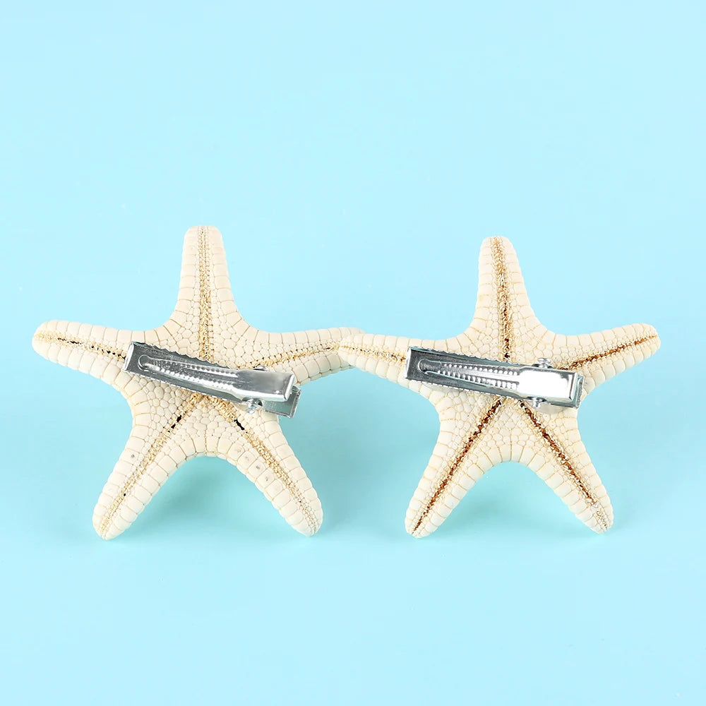 2Pcs Fashion Starfish Hair Clip Star Sea Hairpin Women Elegant Natural Beach Jewelry Hair Accessories
