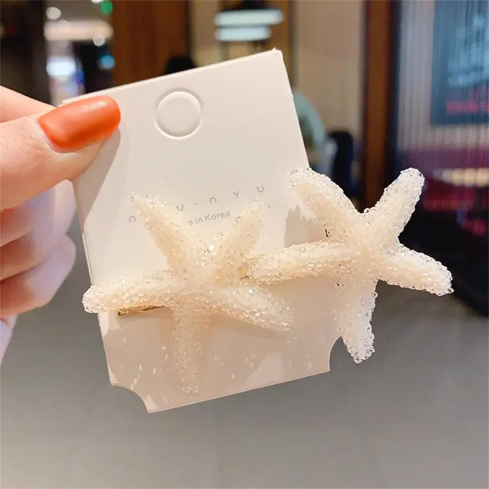 2PCS Starfish Sea Star Hairpin Natural Elegant Hair Clip Hairgrips Headwear Headdress Jewelry For Women Girls Hair Accessories