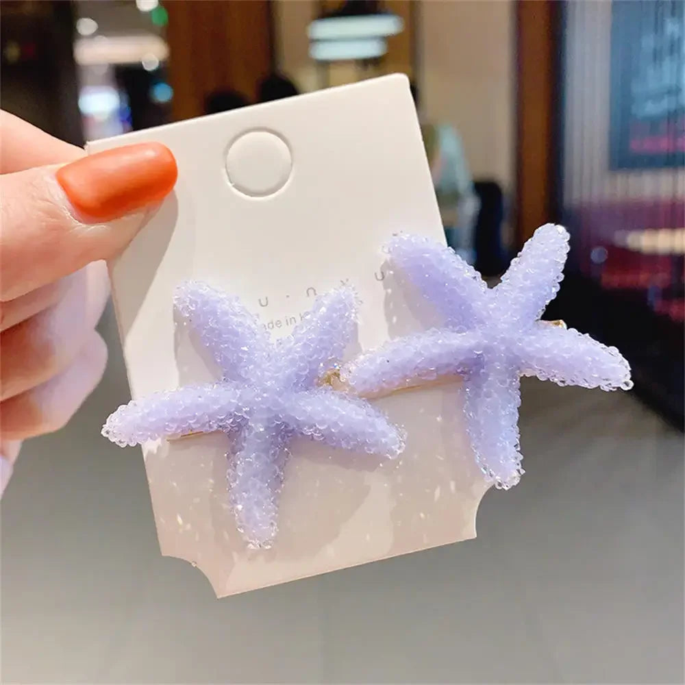 2PCS Starfish Sea Star Hairpin Natural Elegant Hair Clip Hairgrips Headwear Headdress Jewelry For Women Girls Hair Accessories