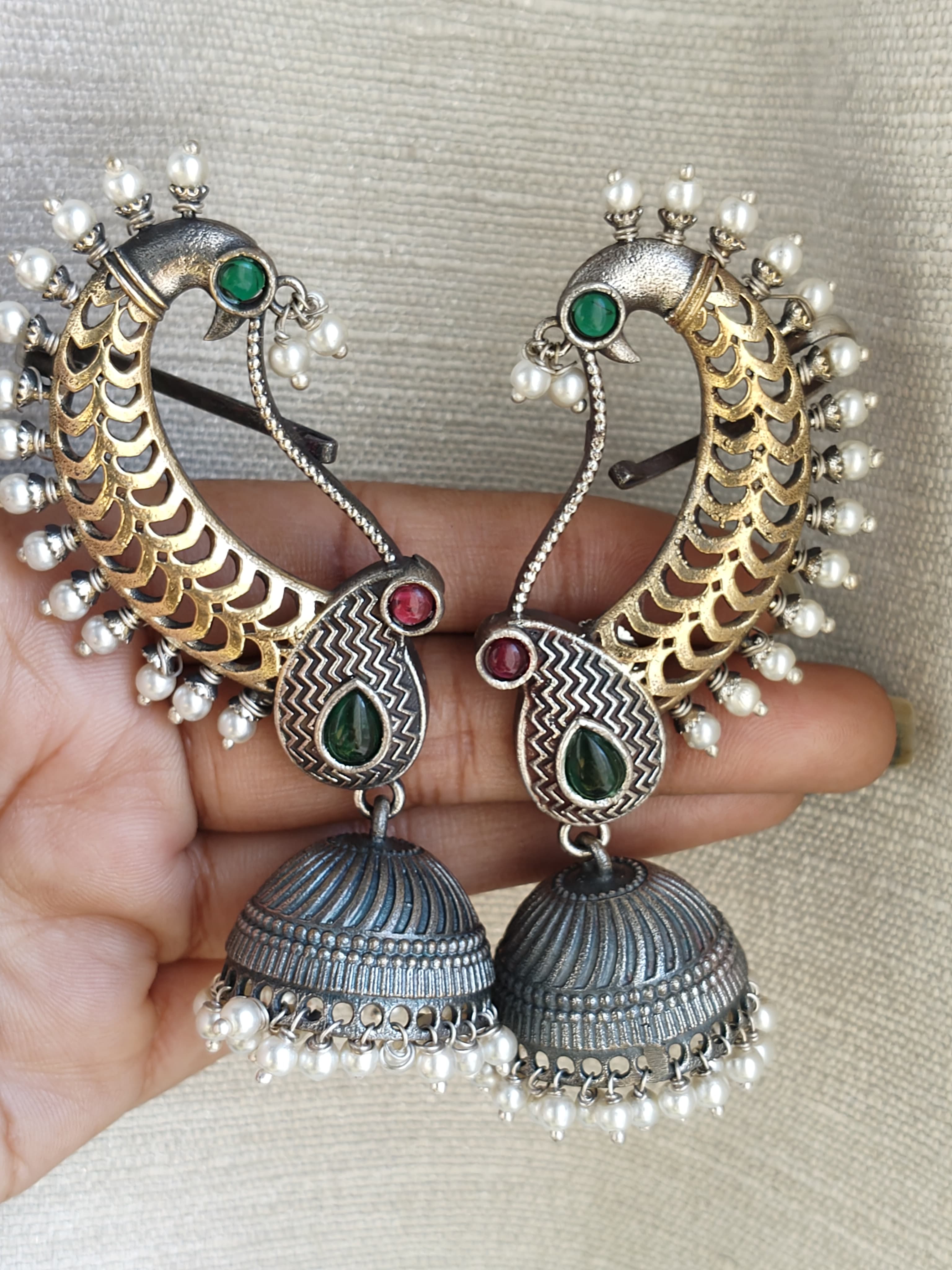 BEAUTIFUL DUAL TONE MOST WANTED MAYUR EARCUFF ANTI TARNISHED WATERPROOF QUALITY