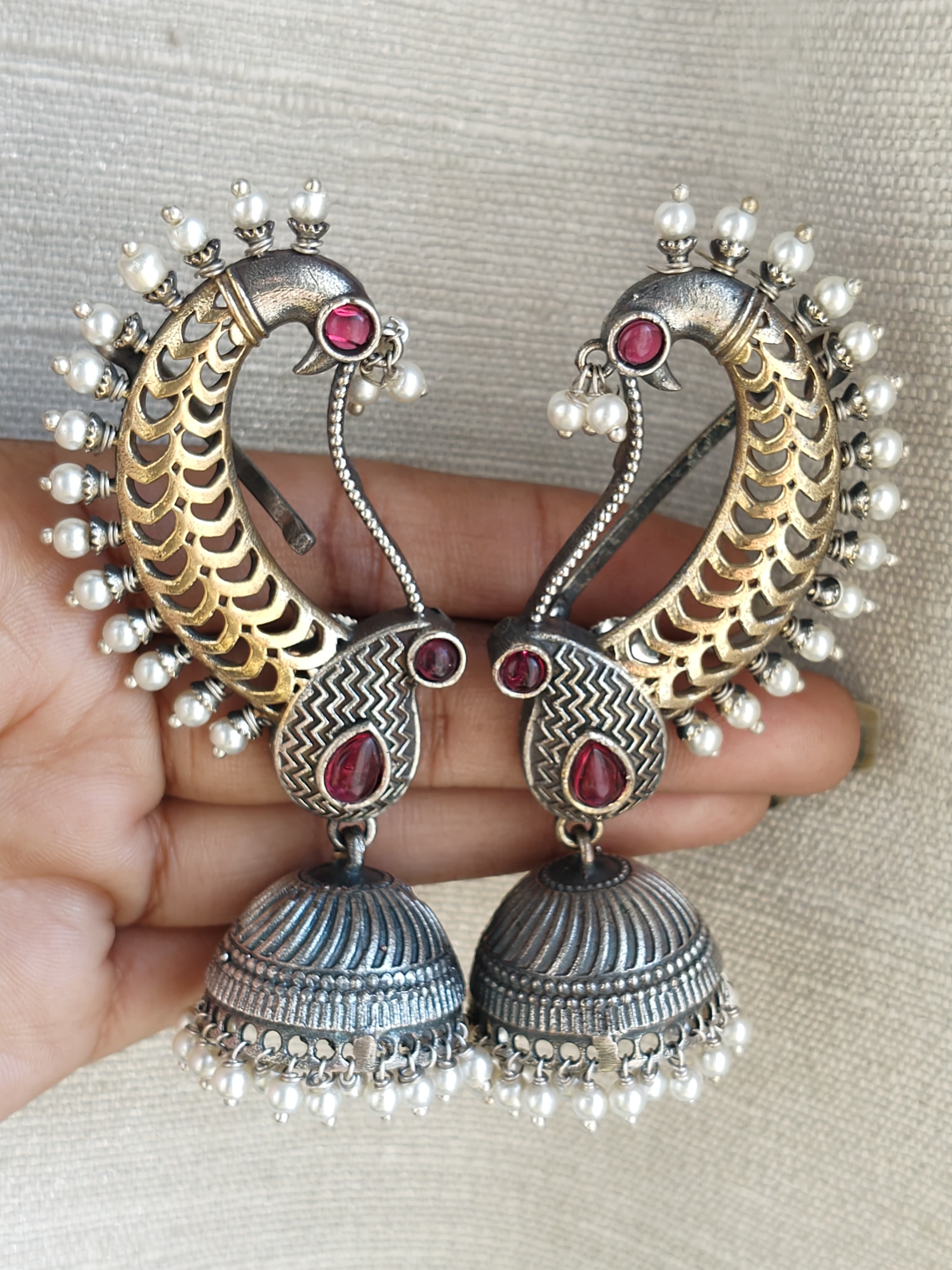 BEAUTIFUL DUAL TONE MOST WANTED MAYUR EARCUFF ANTI TARNISHED WATERPROOF QUALITY