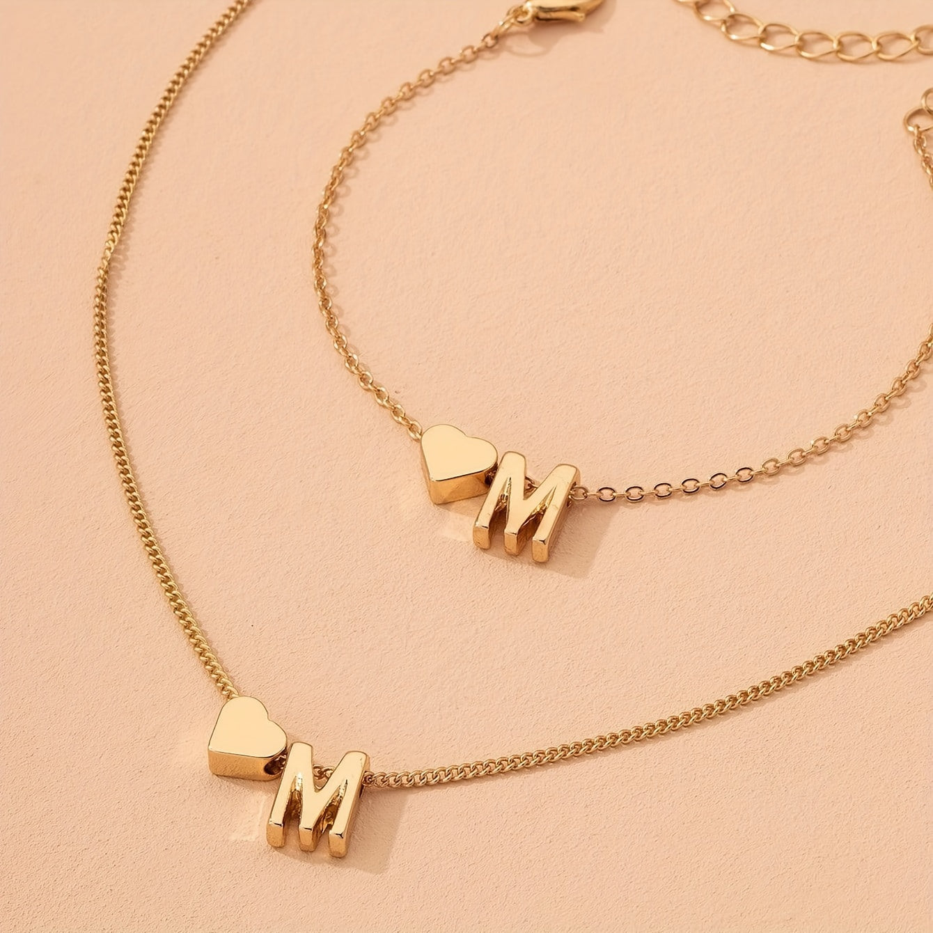 1 Necklace + 1 Bracelet Minimalist Alphabet Jewelry Set - Trendy Letter Design, Personalized Initial, Versatile Party Accessory for Daily Outfits, Perfect Gift Idea with U-Choose Alphabet Option