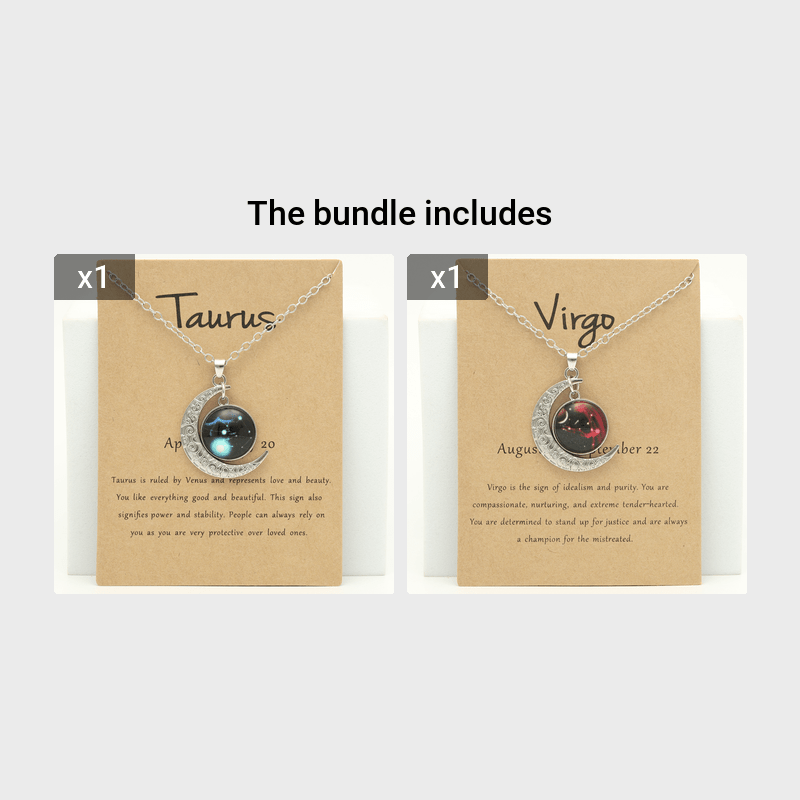 Cross-border New Luminous 12 Zodiac Necklace Retro Moon Pendant Card Short Necklace, father's day gift