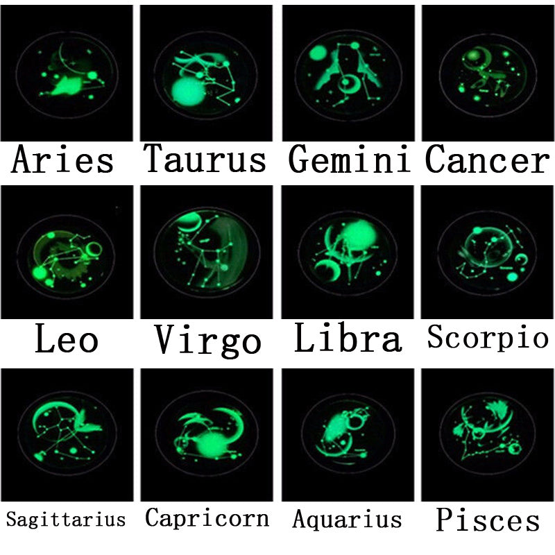 Cross-border New Luminous 12 Zodiac Necklace Retro Moon Pendant Card Short Necklace, father's day gift