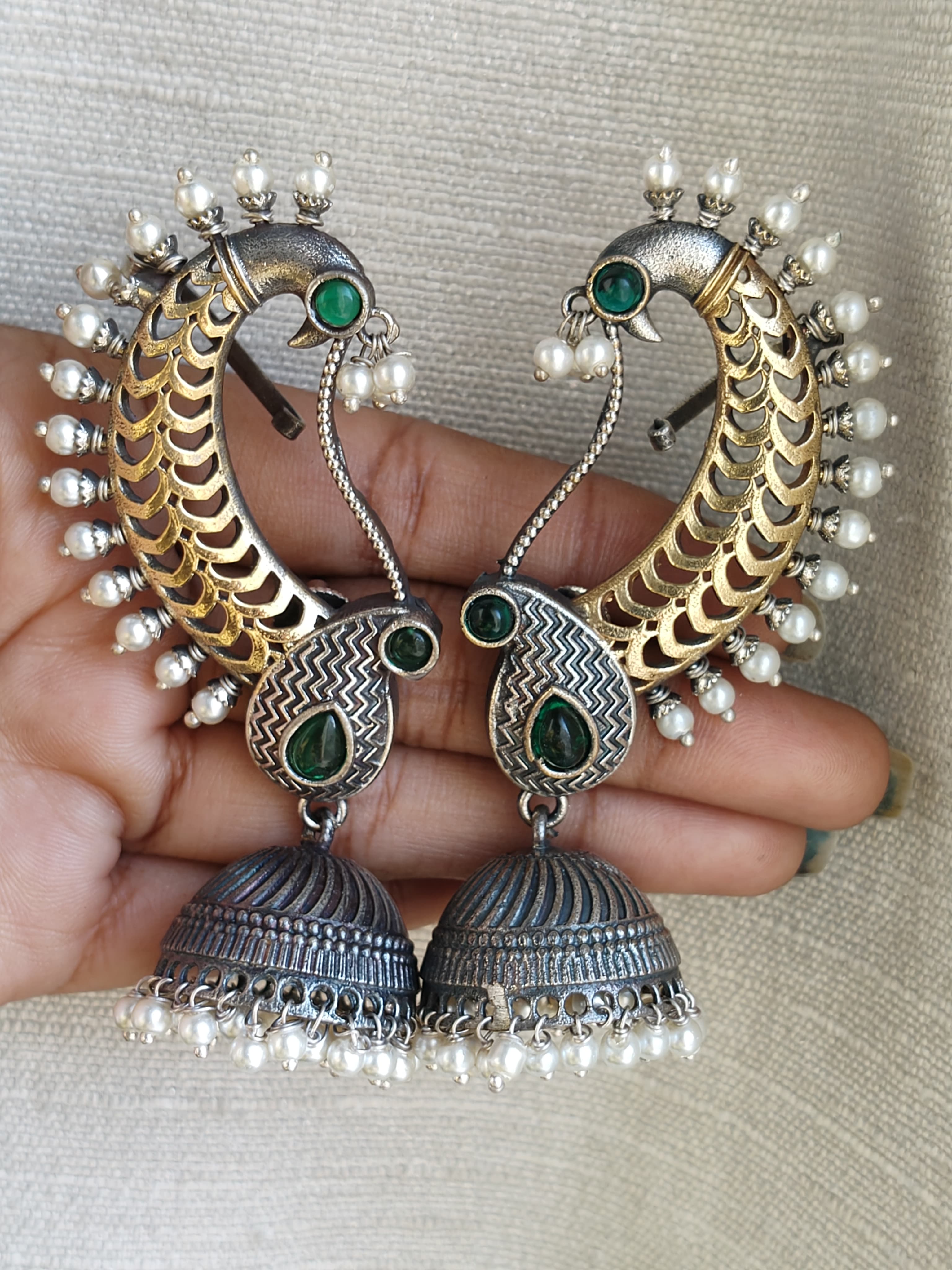 BEAUTIFUL DUAL TONE MOST WANTED MAYUR EARCUFF ANTI TARNISHED WATERPROOF QUALITY