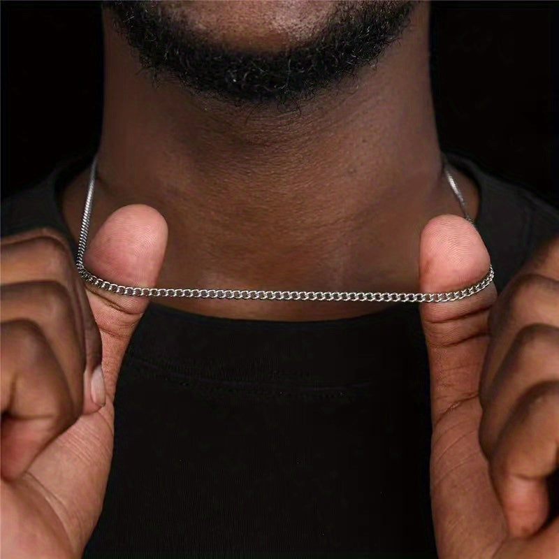 Men's Fashion Necklace Simple Titanium Steel Non-fading Diy Single Chain Accessories 3mm Stainless Steel Non-fading Single Chain Accessories, father's day gift