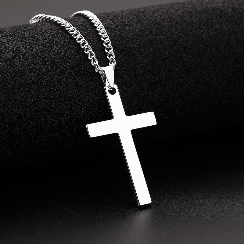 1pc Black Cross Pendant Necklace For Men, Simple And Fashion Prayer Jewelry Amulet Protection, father's day gift