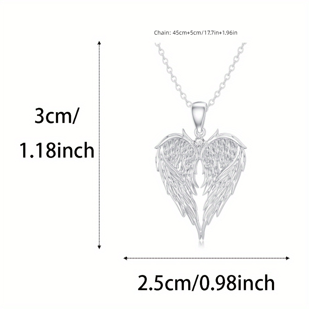 Elegant Angel Wings Heart-shaped Pendant Necklace, Angel Wing Jewelry, Holiday Gift