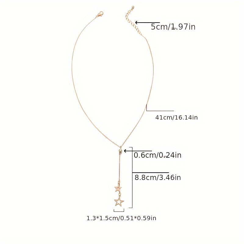 Simple Chic Y-Necklace, Monochrome Circle Alloy Clavicle Necklace for Women, Rod Accent, Minimalist Style Jewelry