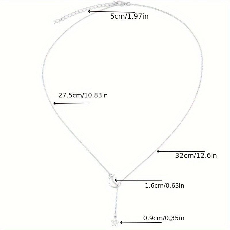 Simple Chic Y-Necklace, Monochrome Circle Alloy Clavicle Necklace for Women, Rod Accent, Minimalist Style Jewelry