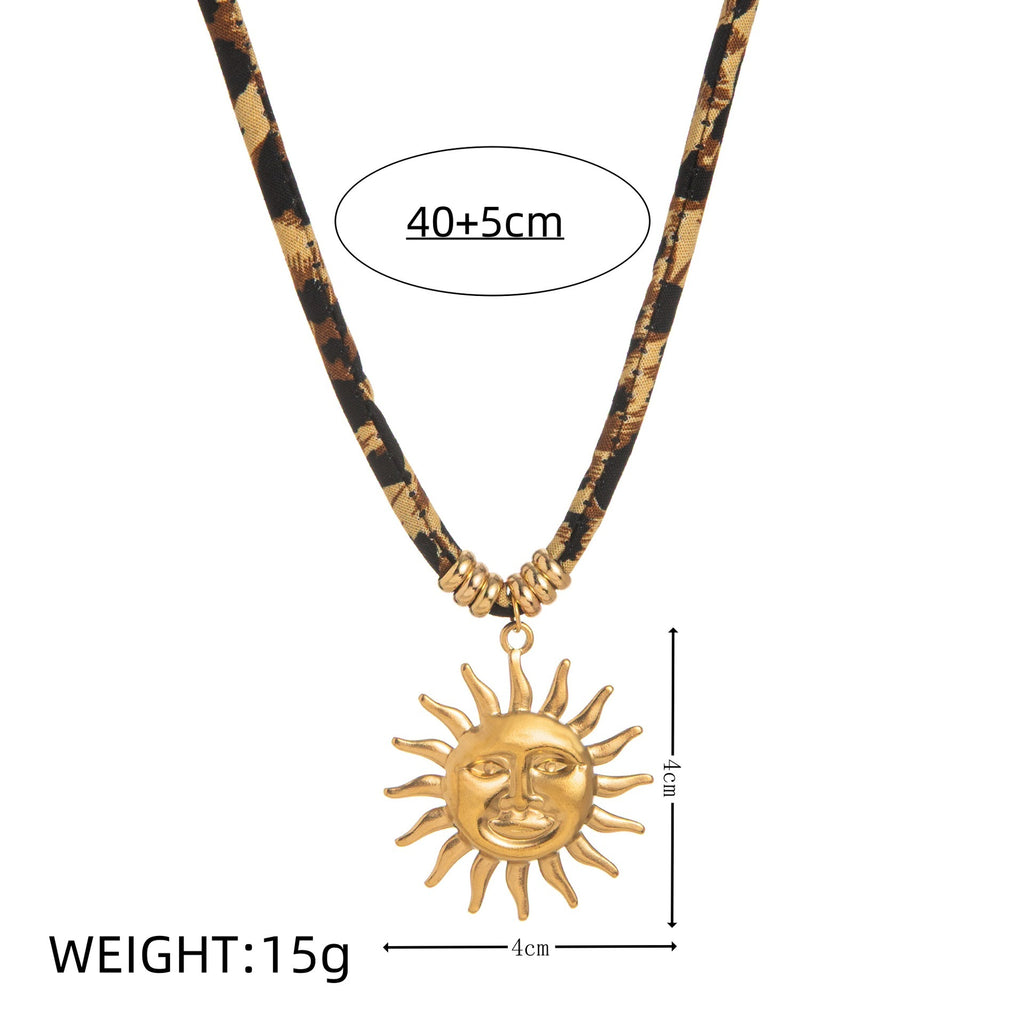 European And American Style Women's Jewelry Niche Geometric Pendant Design Leopard Print Rope Necklace