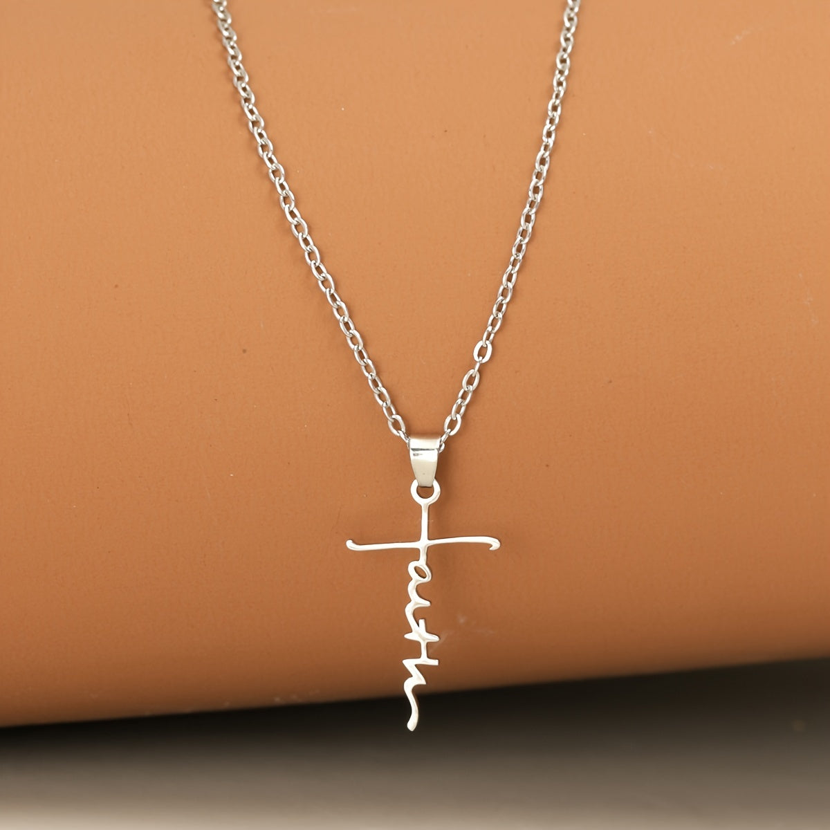 3pcs Stainless Steel Christian Faith Words Pendant Necklace, Unisex Couple Jewelry Gift