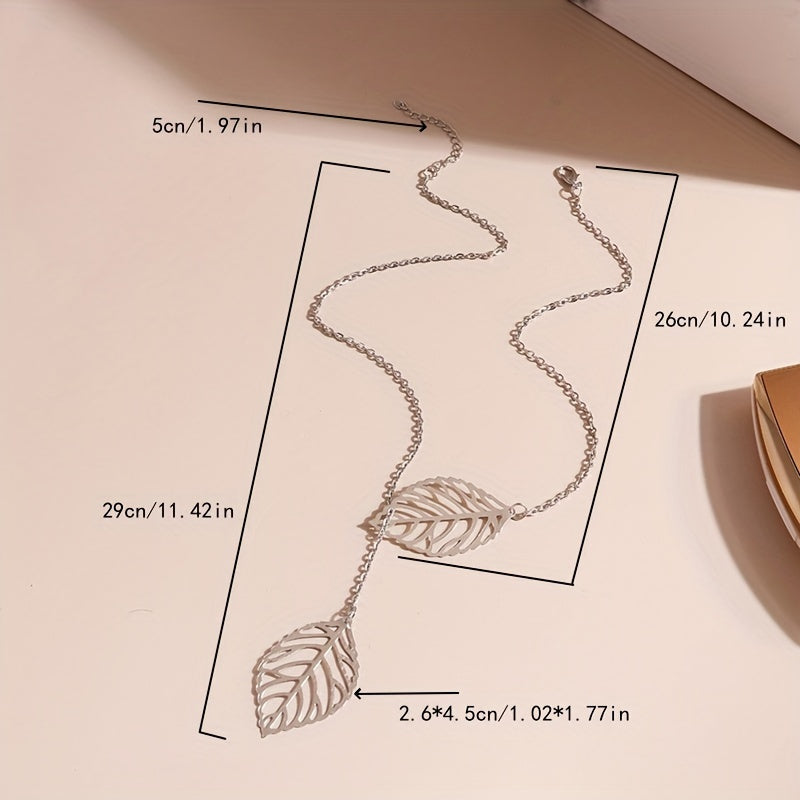 Simple Chic Y-Necklace, Monochrome Circle Alloy Clavicle Necklace for Women, Rod Accent, Minimalist Style Jewelry