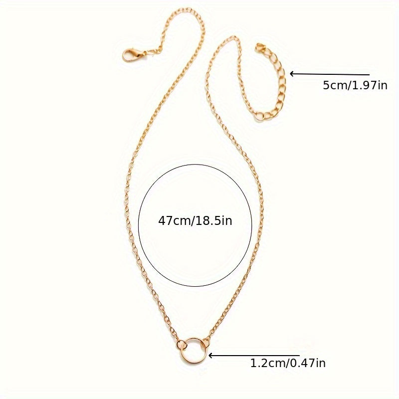 Simple Chic Y-Necklace, Monochrome Circle Alloy Clavicle Necklace for Women, Rod Accent, Minimalist Style Jewelry