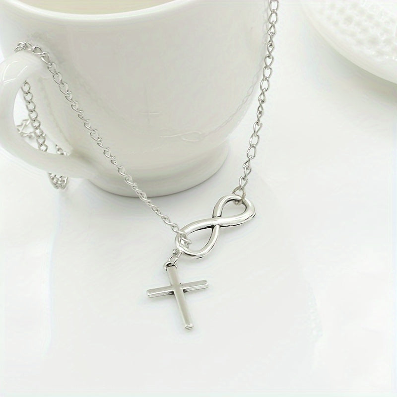 Simple Lucky 8 Cross Short Necklace Jewelry