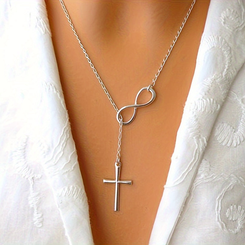Simple Lucky 8 Cross Short Necklace Jewelry