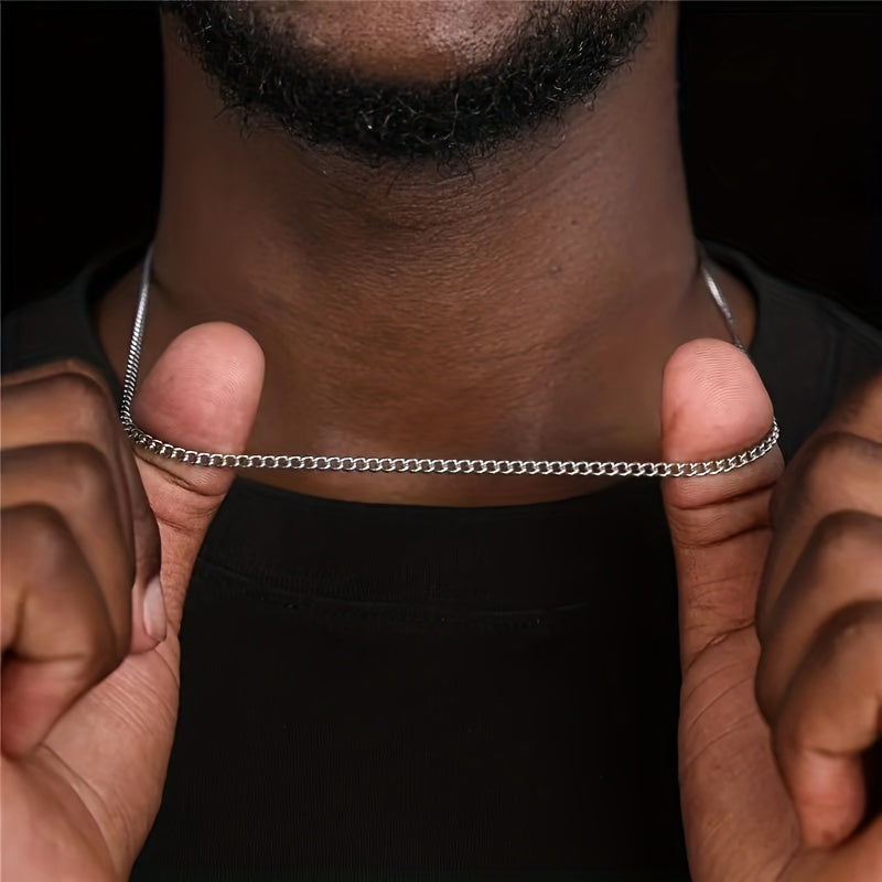 Men's Fashion Necklace Simple Titanium Steel Non-fading Diy Single Chain Accessories 3mm Stainless Steel Non-fading Single Chain Accessories, father's day gift