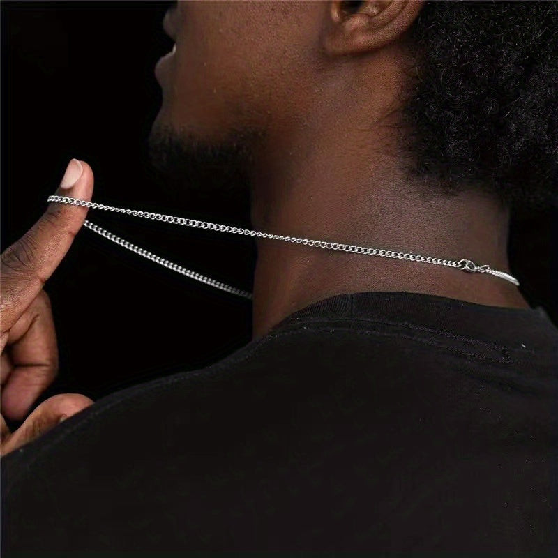 Men's Fashion Necklace Simple Titanium Steel Non-fading Diy Single Chain Accessories 3mm Stainless Steel Non-fading Single Chain Accessories, father's day gift