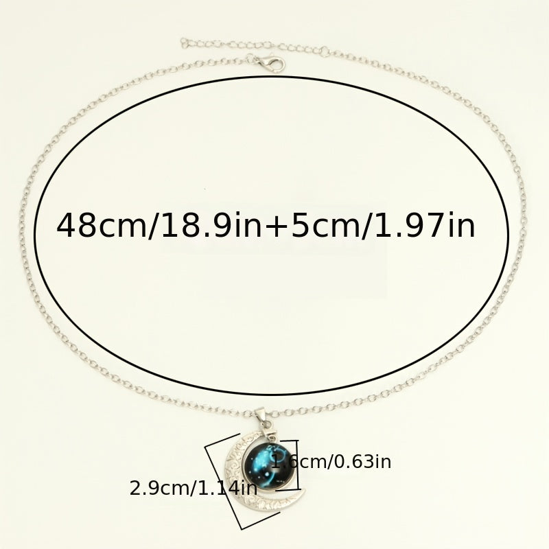 Cross-border New Luminous 12 Zodiac Necklace Retro Moon Pendant Card Short Necklace, father's day gift