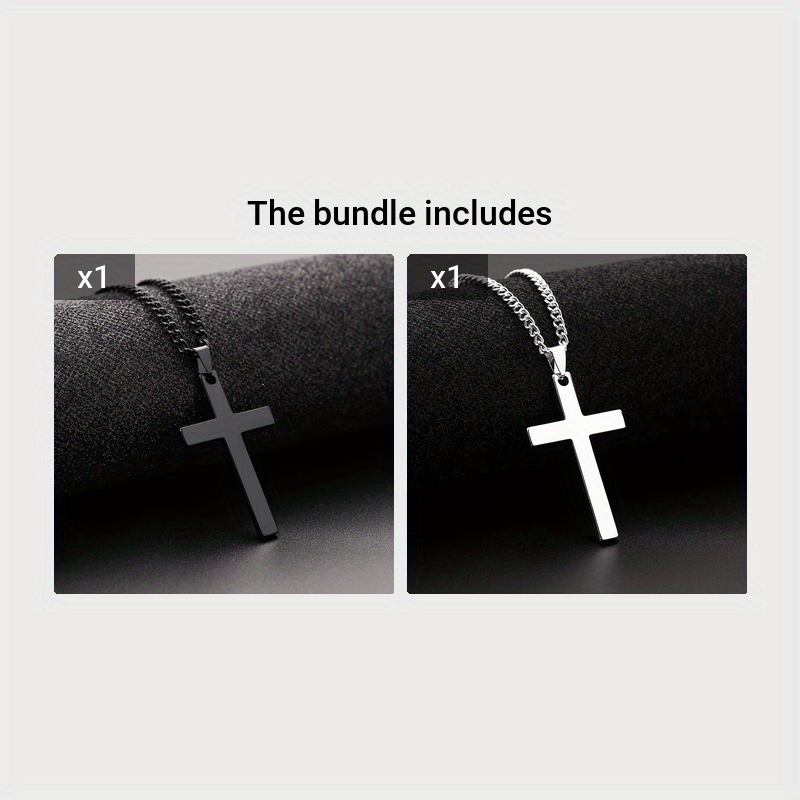 1pc Black Cross Pendant Necklace For Men, Simple And Fashion Prayer Jewelry Amulet Protection, father's day gift