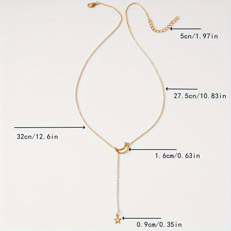 Simple Chic Y-Necklace, Monochrome Circle Alloy Clavicle Necklace for Women, Rod Accent, Minimalist Style Jewelry