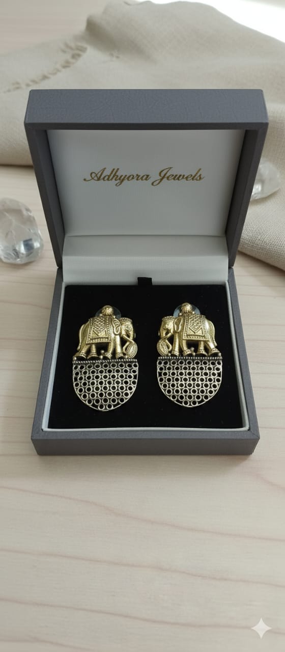 Heritage Elephant Motif Stud Earrings