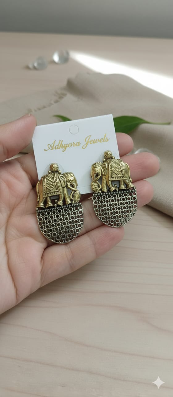 Heritage Elephant Motif Stud Earrings