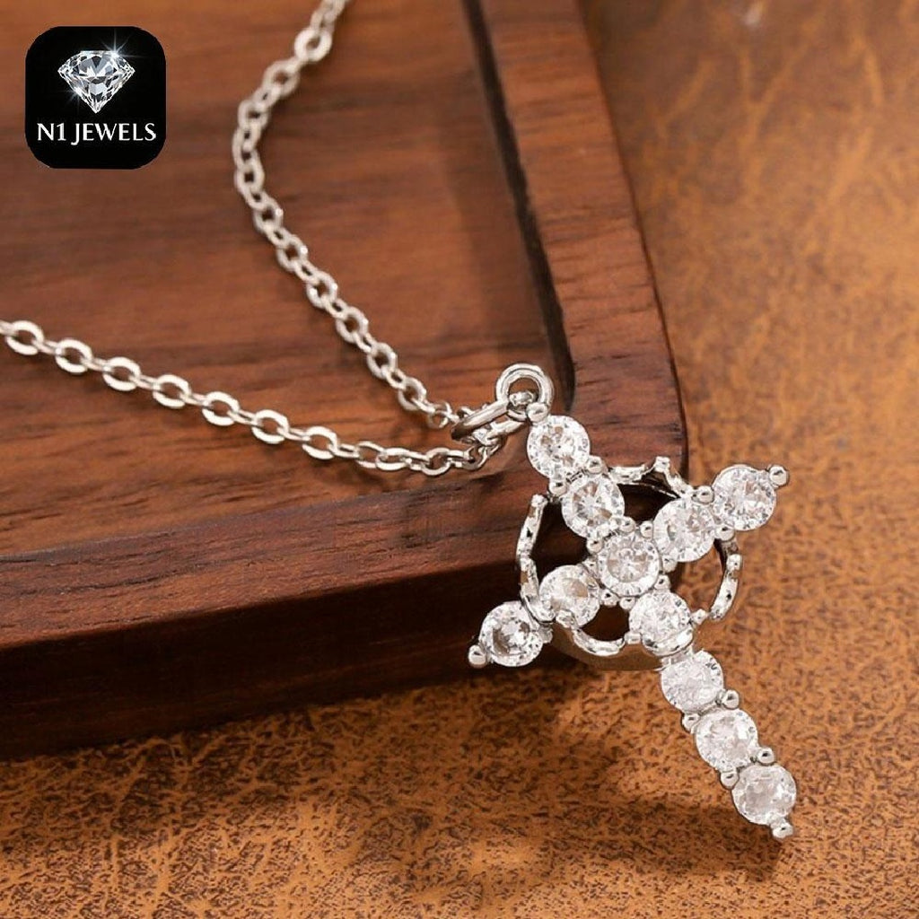 Christian Religious Symbola Drop Classic Crown & Cross Pendant Choker Easter Necklace For Women & Men & Girls Pretty Crown Cross Necklace For Daily Party Clothing Decor Trendy All-match & Exquisite Je