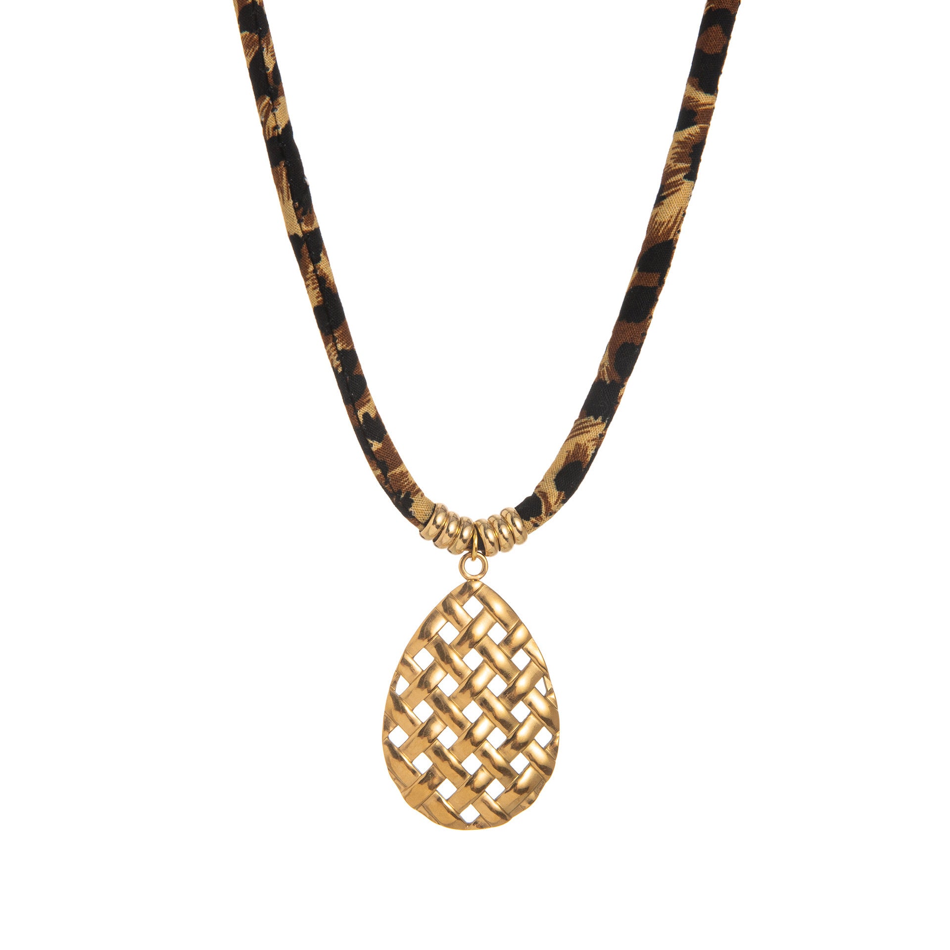 European And American Style Women's Jewelry Niche Geometric Pendant Design Leopard Print Rope Necklace