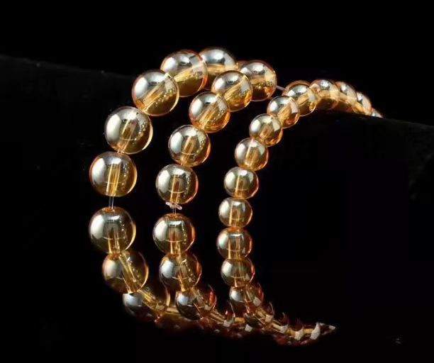 Yellow Crystal Bracelet Exhibition With Golden Yellow Crystal Beads