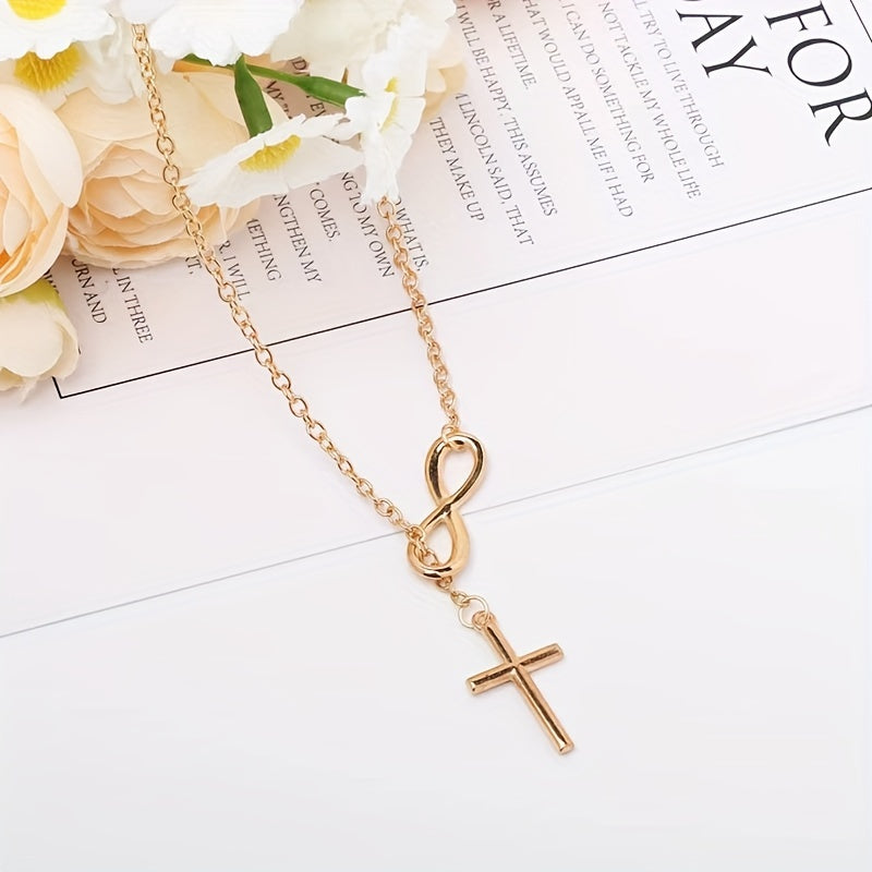 Simple Lucky 8 Cross Short Necklace Jewelry