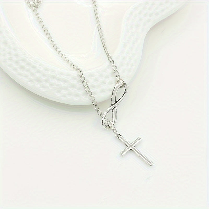 Simple Lucky 8 Cross Short Necklace Jewelry