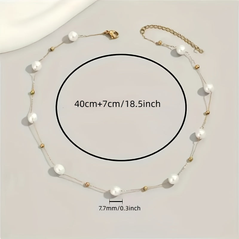 Cool Vintage Faux Pearl Necklace For Women, Golden Necklace, Baroque Jewelry, Gifts