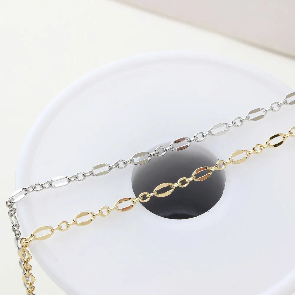 39inch 18K Gold Plated Necklace Chain DIY Jewelry Findings Supplies Handmade Components Brass accessories