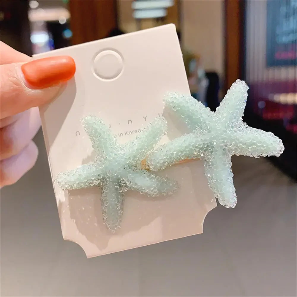 2PCS Starfish Sea Star Hairpin Natural Elegant Hair Clip Hairgrips Headwear Headdress Jewelry For Women Girls Hair Accessories