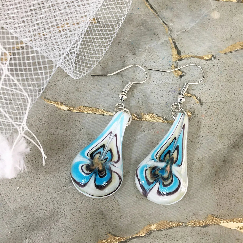 Fashion 3set   Glass Floral Leaf Shape Pendant Necklace Earrings Jewelry Set Handmade Personalized Jewelry for Women