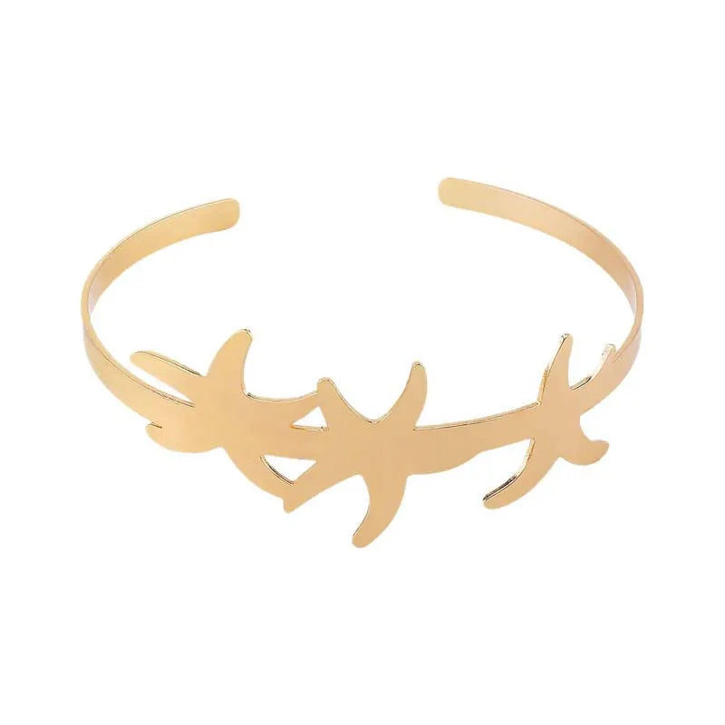 Vintage Gold Color Waterdrop Open Cuff Bracelets for Women Fashion Metal Geometric Cross Adjustable Arm Bracelets Jewelry Gifts