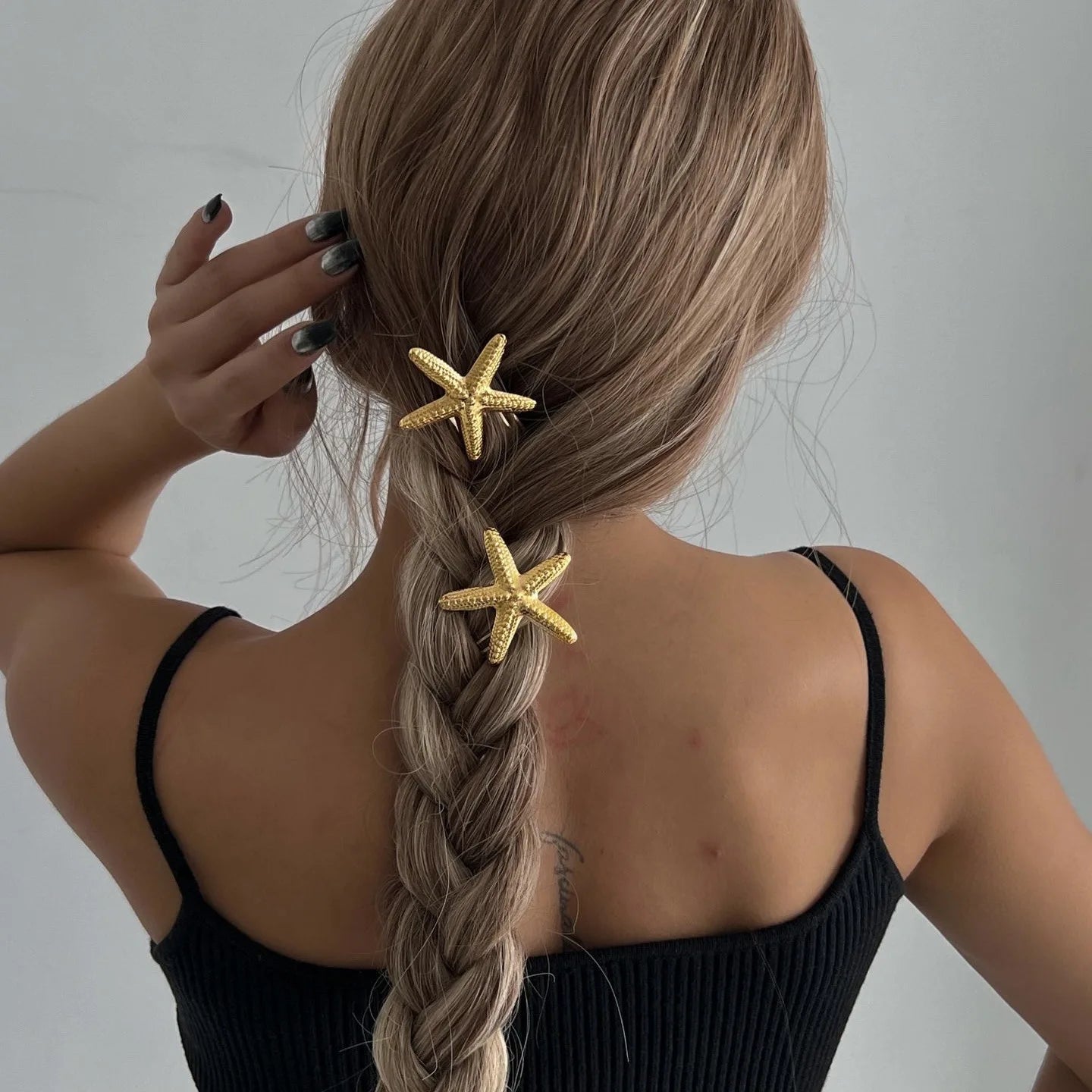 Simple Metal Starfish Hair Clip for Women Girls Gold Color Star Flower Hairpin Fashion Temperament Hair Fork Beach Accessories