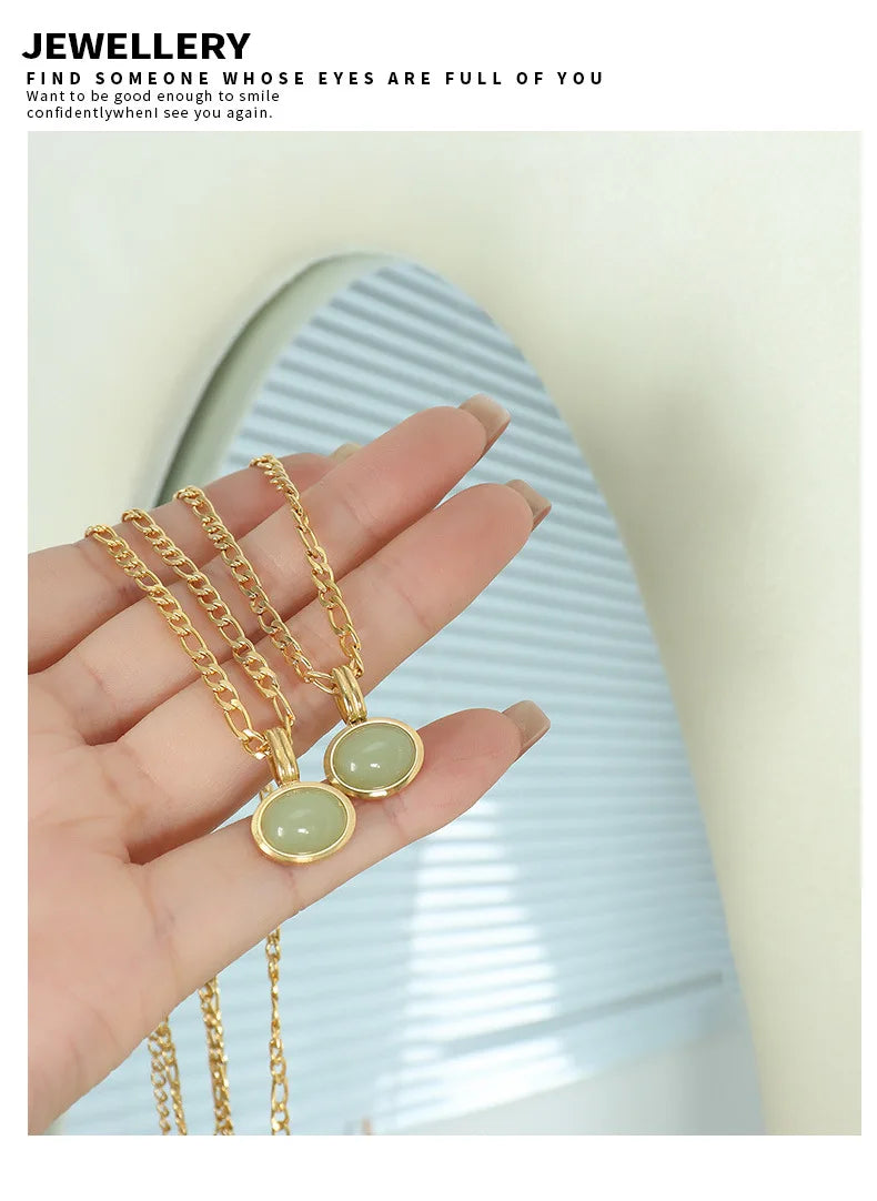 Fashion Necklaces Earring For Woman Set Elegant Green Stone Pendant Poland Wedding Jewelry High Quality Fine Gift Wholesale