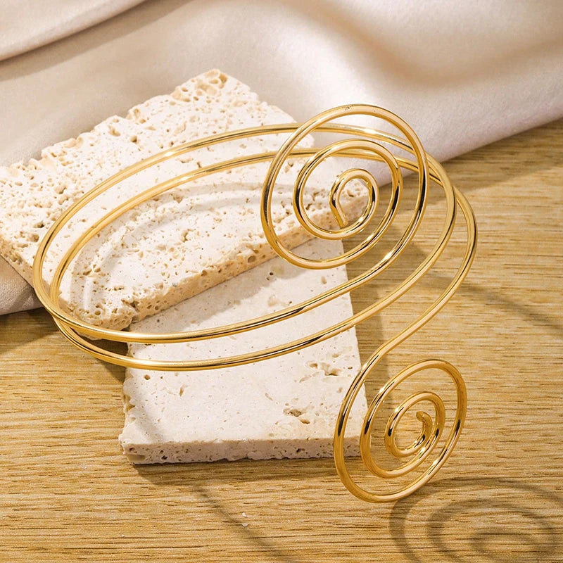 FTCY 7 Pcs Upper Arm Bracelets for Women Adjustable Gold Color Arm Cuff Bangle Women's Jewelry Gifts