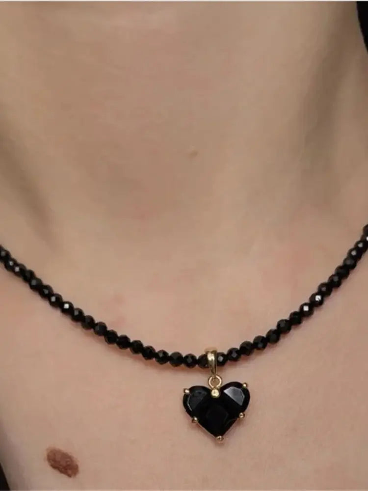 Fashion Vintage Sexy Zircon Heart Pendant Necklace For Women Female Boho Geometric Baroque Transparent Crystal Chain Jewelry