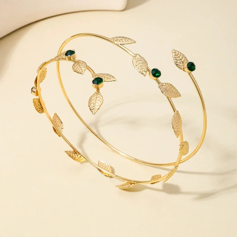 Fashion Trend Leaves Multi-layer Opening Bracelet, Ladies Arm Ring Vacation Style Vacation Party Accessories Jewelry