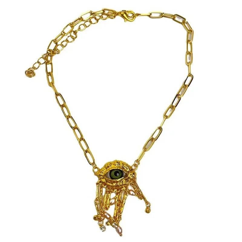 Fashion Jewelry Luxury Temperament Eye With Tassel Pendant Necklace For Women Party Gift Delicate Design Accessories Hot Selling